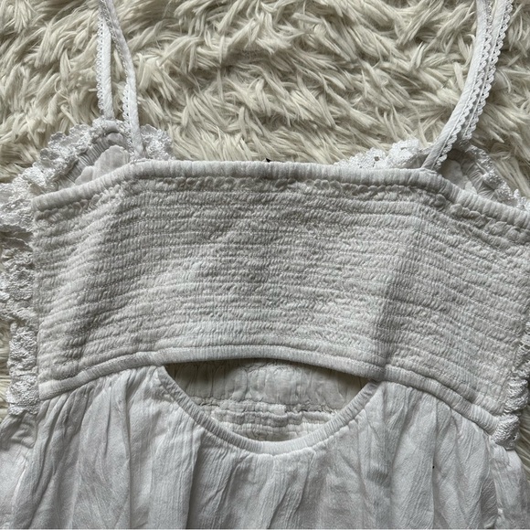 American Eagle Ruffle Upper Back Cutout White Mini Dress New With Tags Size M - Picture 10 of 10